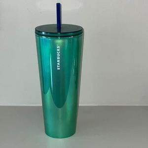 Starbucks iridescent green tumbler with straw-NWT